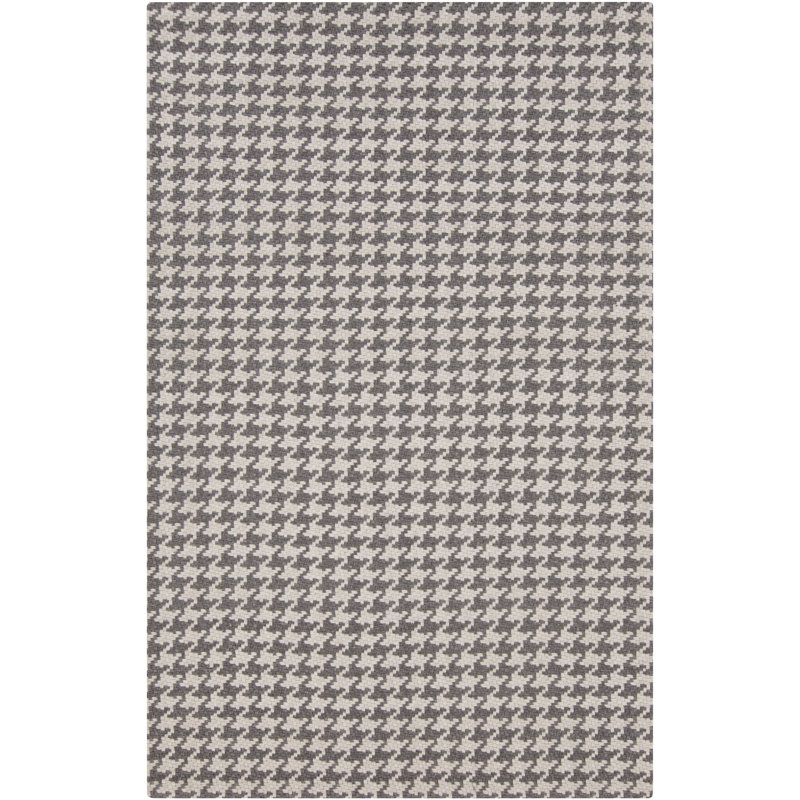 Tapis gris anthracite/gris clair en laine fait main à tissage plat Mcmeans, Rectangle 5 pi x 8 pi
