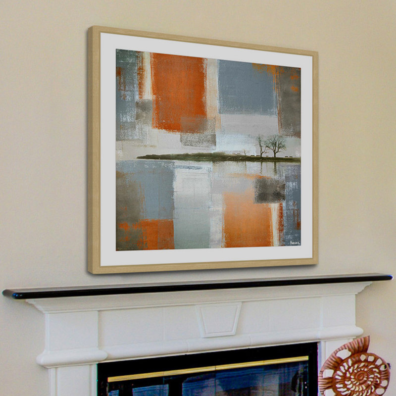 « par orange et gris » par parvez taj,, reproduction d’art encadrée, H 12 po x l 12 po x P 1,5 po