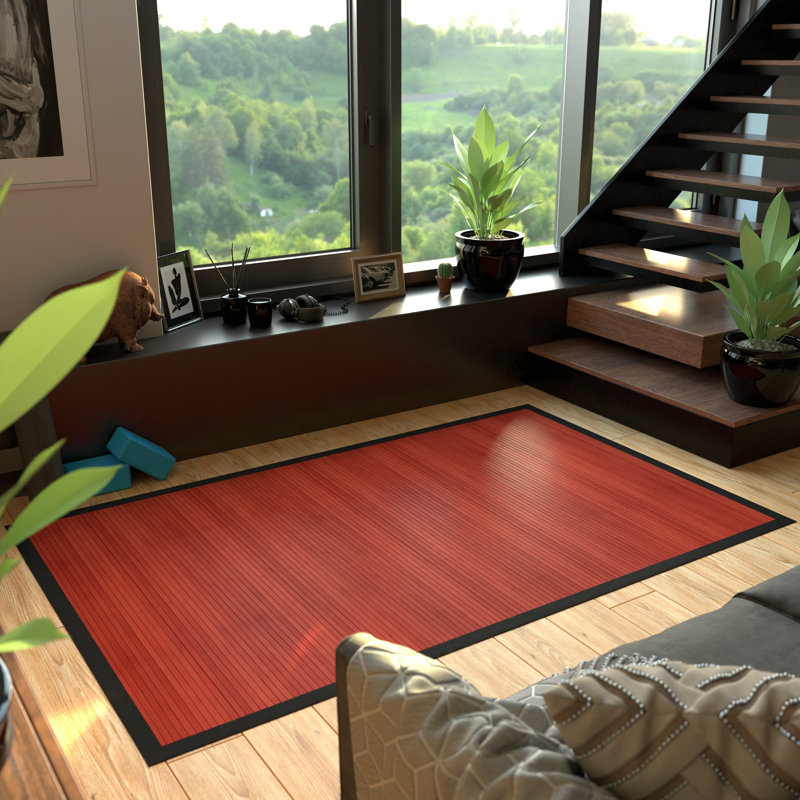 Locher Bamboo Area Rug, Rectangle 5' x 8', Mahogany