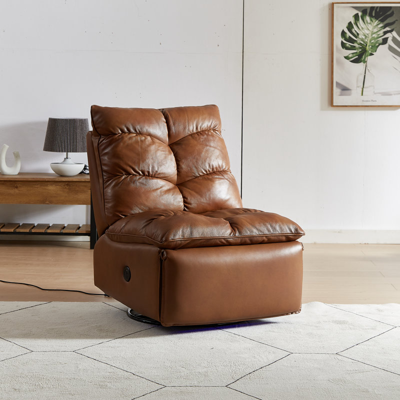 29'' Wide Leatheraire Fabric Swivel and Rocker Power Power Lazy Sofa Armless Recliner with Blue Light for Sleeping