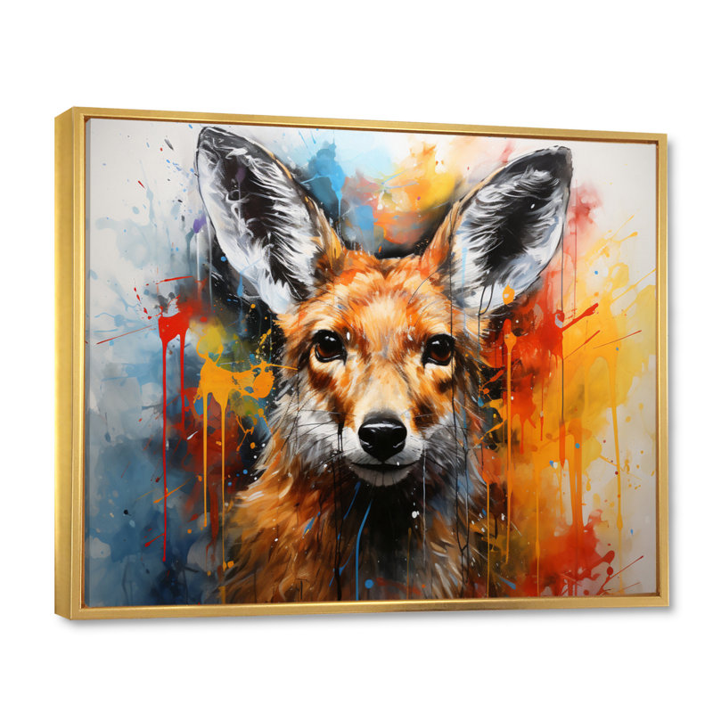 Kangaroo Bound Collage - Imprimé, H 16 po x l 32 po x P 1 po, Cadre flottant doré