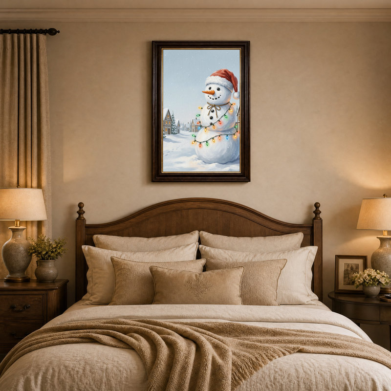 Art mural sur toile Cheerful Snowman, H 18 po x l 12 po