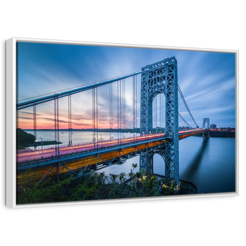 Pont George Washington à l'aube, Cadre flottant blanc, 31 po x 21 po
