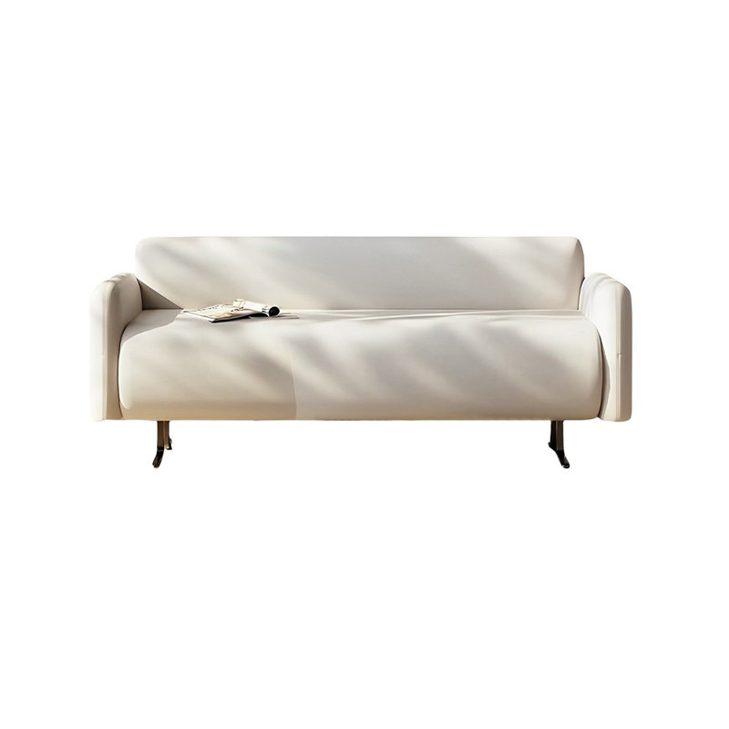 Reidun Microfiber Leather Upholstered Bench, Cream, 23.22" H x 59.05" W x 21.65" D