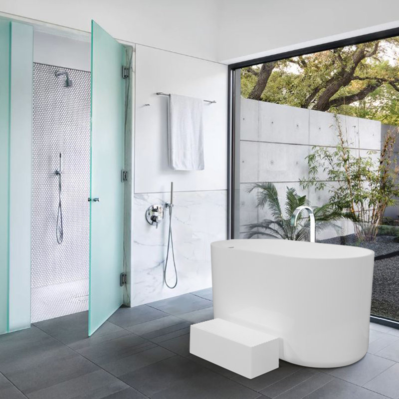 Gemelli 53.25'' L Freestanding Soaking Bathtub, Gloss White