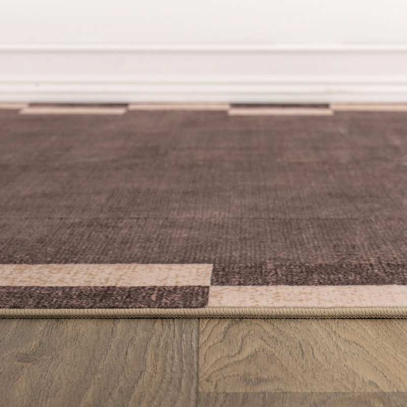 Tapis brun châtaigne à revers antidérapant lavable à la machine, Brun, 7 pi 10 po x 10 pi