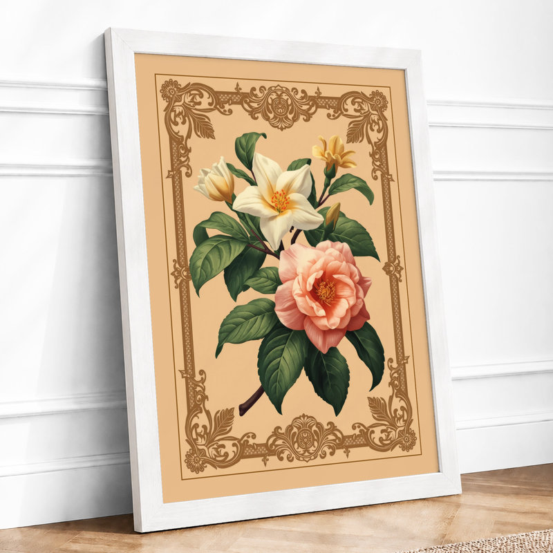 Study in Gold Botanical - Framed Print, A2 - 59.4 x 42.0 cm, White