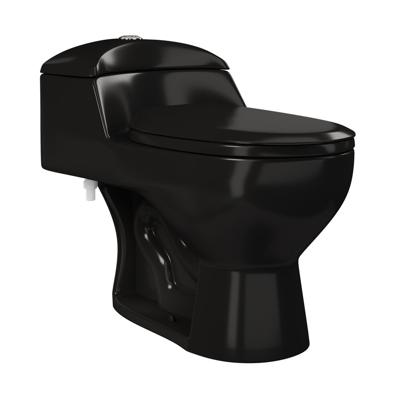 Toilette allongée une pièce à double chasse Chateau en noir brillant 1,1 / 1,6 GPF, Noir