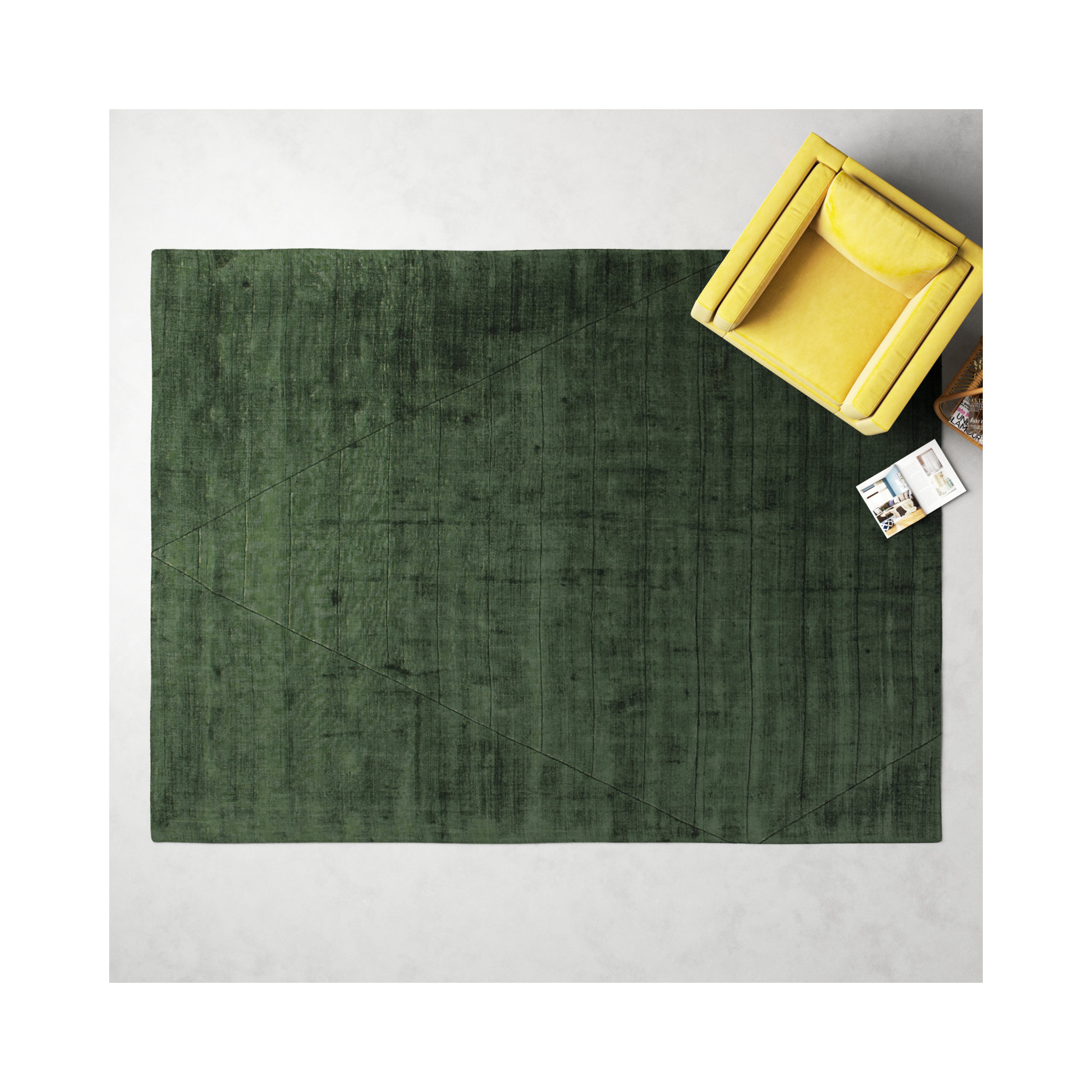 Upstate Handmade Viscose Green Rug, Rectangle 5' x 8'