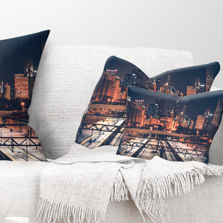 Coussin lombaire cityscape chicago et voie ferrée
