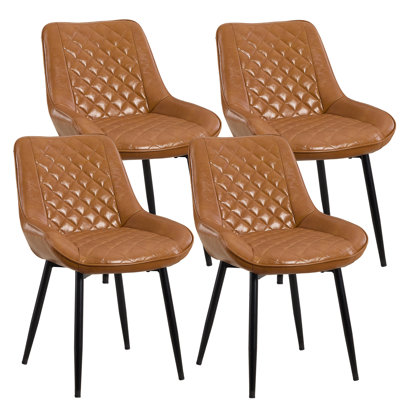 Faux Leather Upholstered Metal Dining Chair