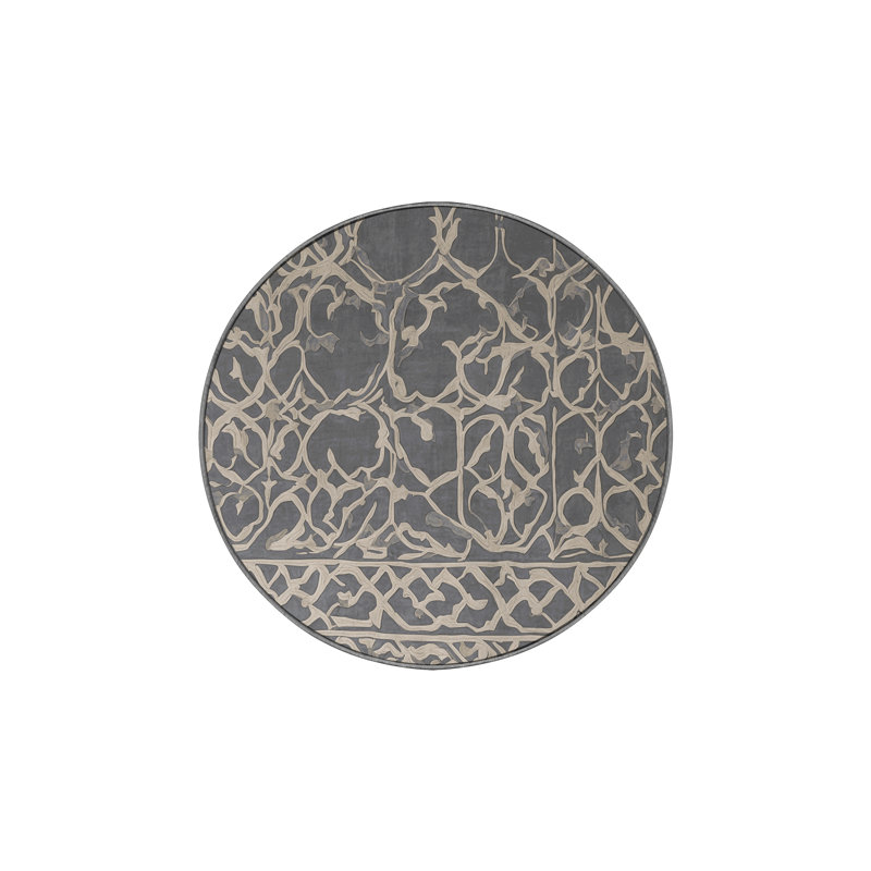 Machine Washable Gray Area Rug, Round 3'