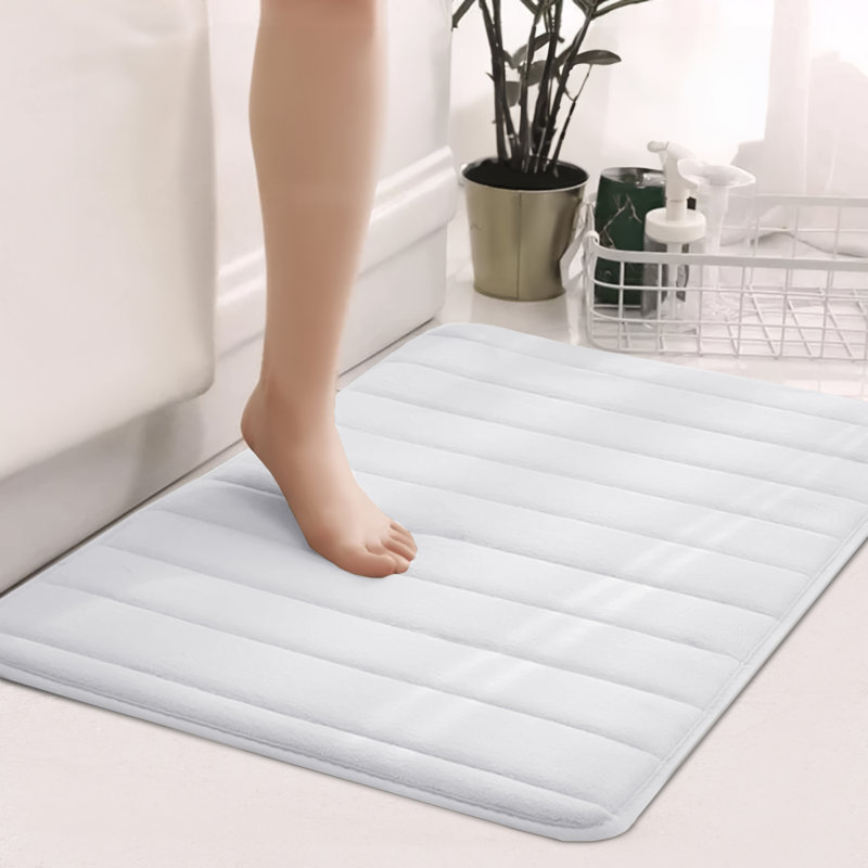 Nakiyha Rectangle Non-Slip Bath Mat, 50cmW x 80cmL, White