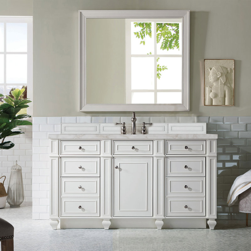 Bristol 60'' W Single Vanity, Victorian Silver, Bright White