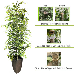 Freeport Park® 96'' Faux Ficus Tree in Metal Planter & Reviews | Wayfair