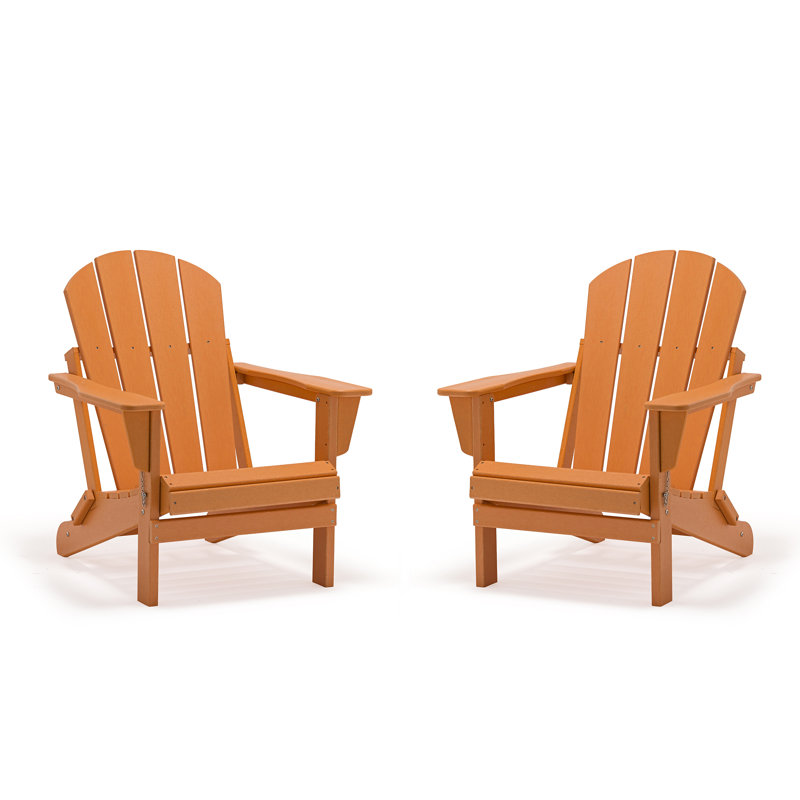 Lutie Foldable Outdoor Adirondack Chair, Orange