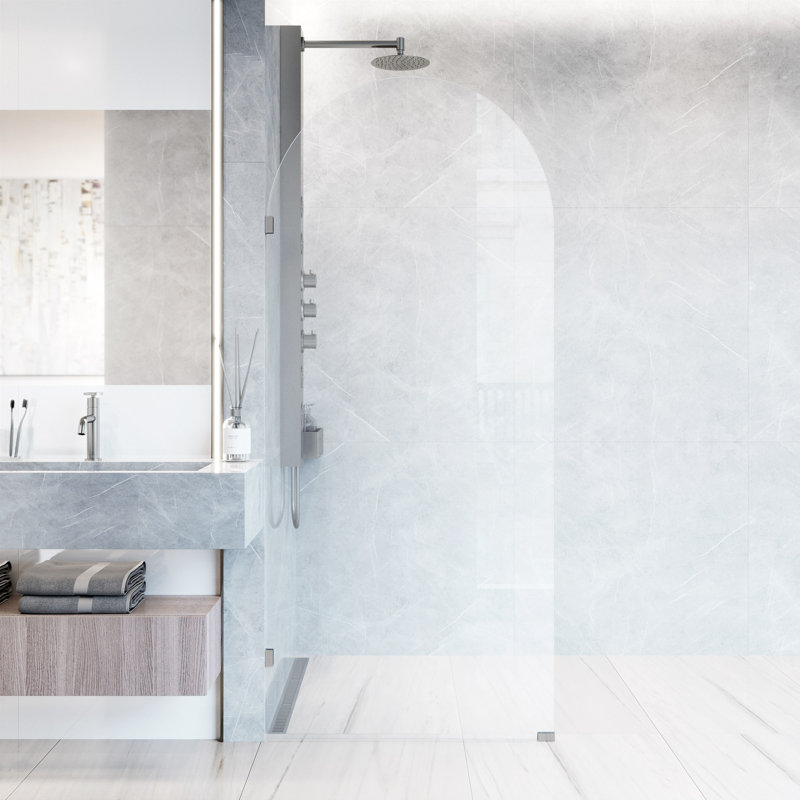 Arden 34" W x 78" H Frameless Fixed Shower Screen with 3/8" Glass, Chrome Clear