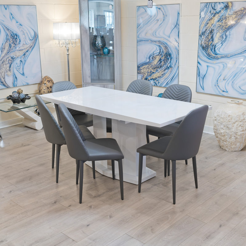 Spofford 6 - Person Butterfly Leaf Dining Set, Grey, White
