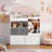 42.9"H Toy Boxes Organizers with Bins, Large Kids Bookcases and Stuffed Animal Storage, Kids Bookcases with 2 Game Mat and 2 Storage Drawers, 3-tier Wood Bookshelf for Kids Room, Nursery(White)-654550979