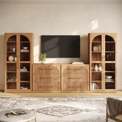 4-Piece Modular TV Stand Set Jagger Series 1C2I, Camel