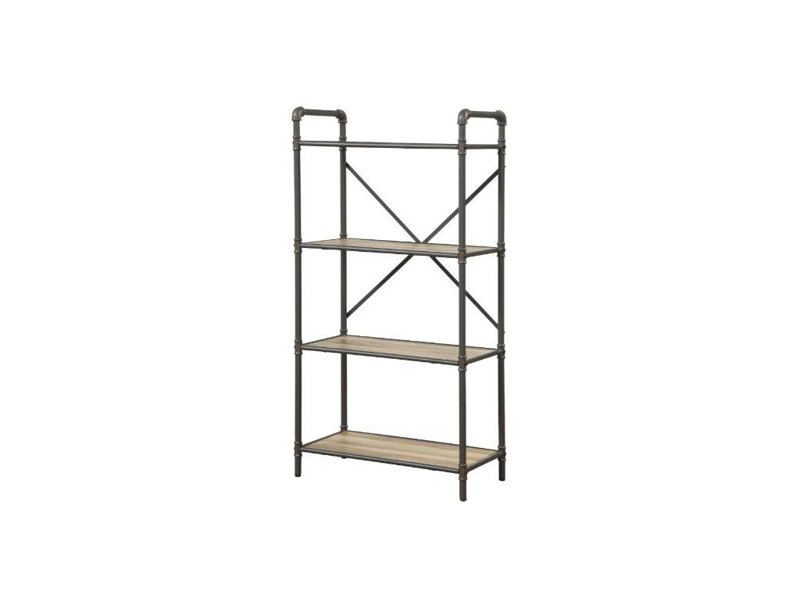 49" Gray Brown Metal Four Tier Etagere Bookcase