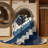 Machine Washable Paulett Global Inspired Block Print Rug in Beige – Navy Binding-1574610262