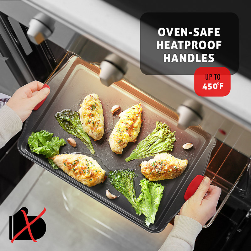 Joytable Bakeware Set - 3 Pc Nonstick Bakeware Set With Silicone Handles, Black