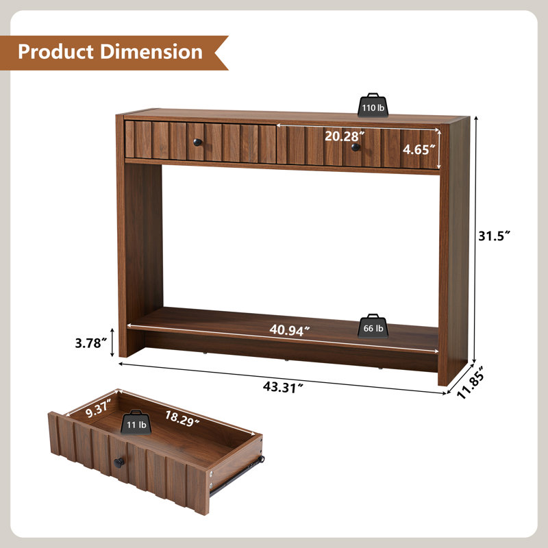43.31'' Console Table, Walnut