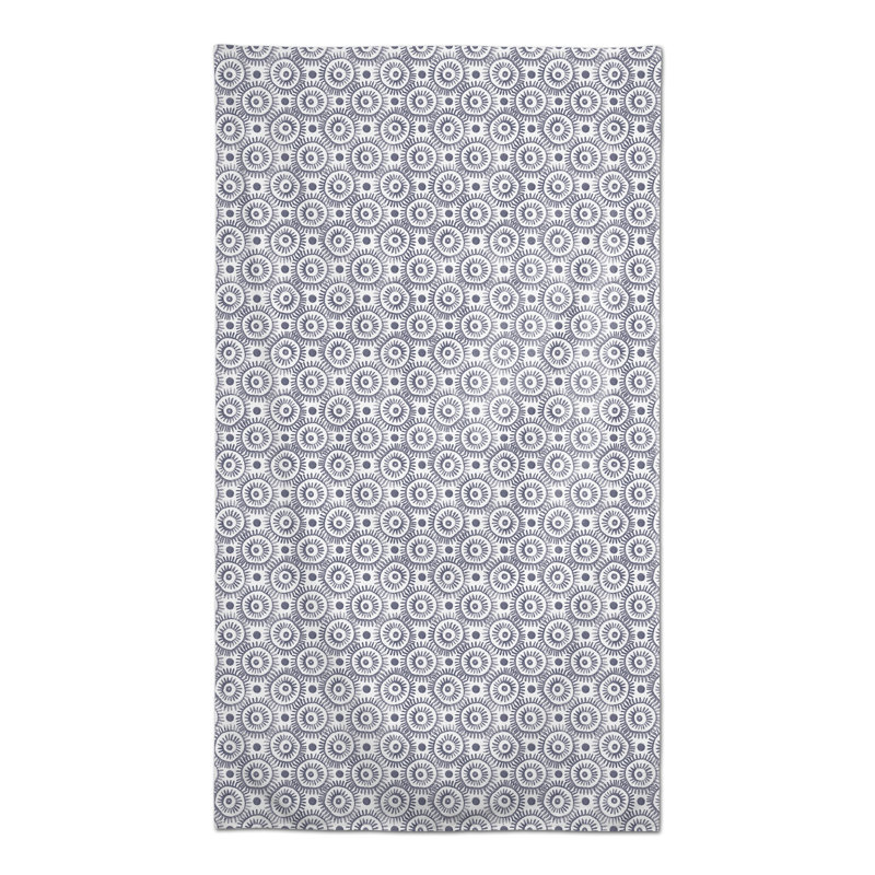 Boho Circles Green 5 Tablecloth, Blue