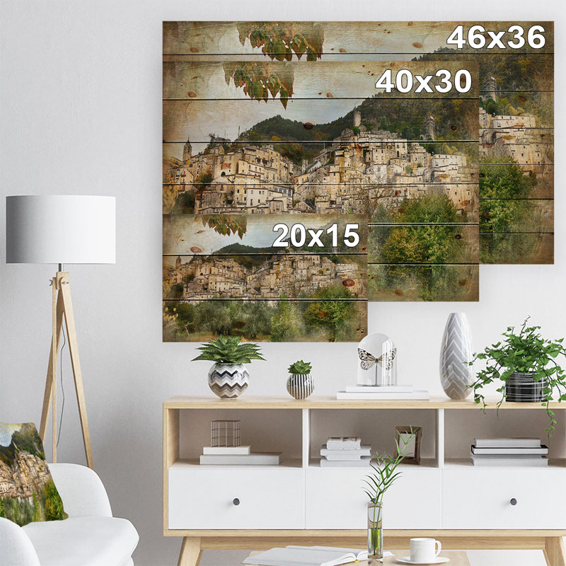 Old Italian Villages - Imprimé, H 15 po x l 20 po x P 1 po, Bois