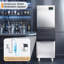 Machine à glaçons commerciale avec station de refroidissement AMERLIFE, comptoir de machine à glace en acier inoxydable de 400 lb / 24 H avec capacité de rangement de 243 lb, autonettoyant pour la maison / le bar / le restaurant