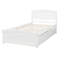 Lit simple blanc avec deux supports de tiroir en bois massif pour une structure de chambre à coucher stable