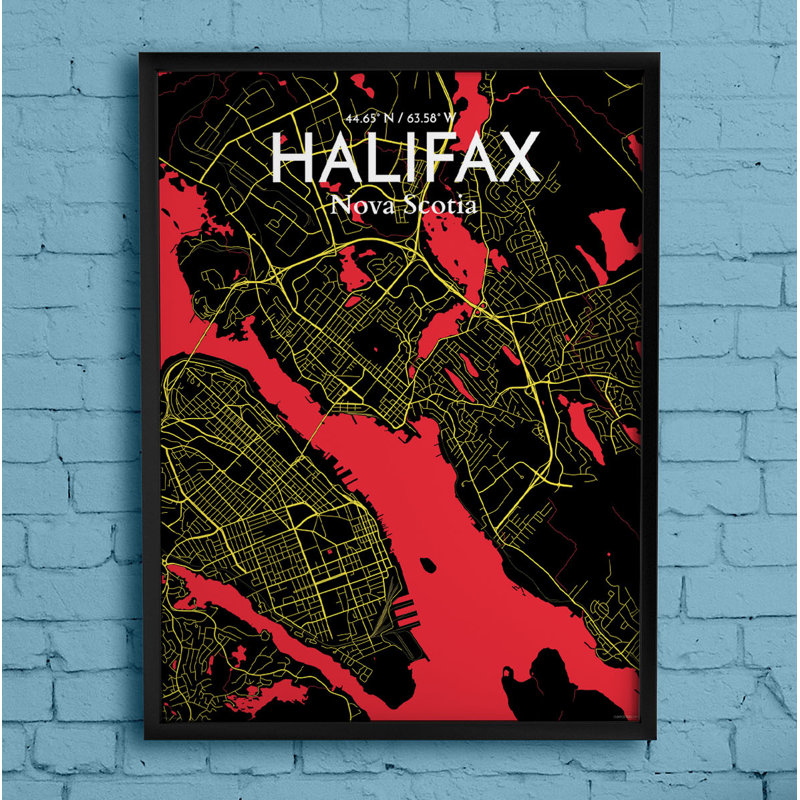 Halifax City Map - No Frame Print, 43 cm H x 28 cm W