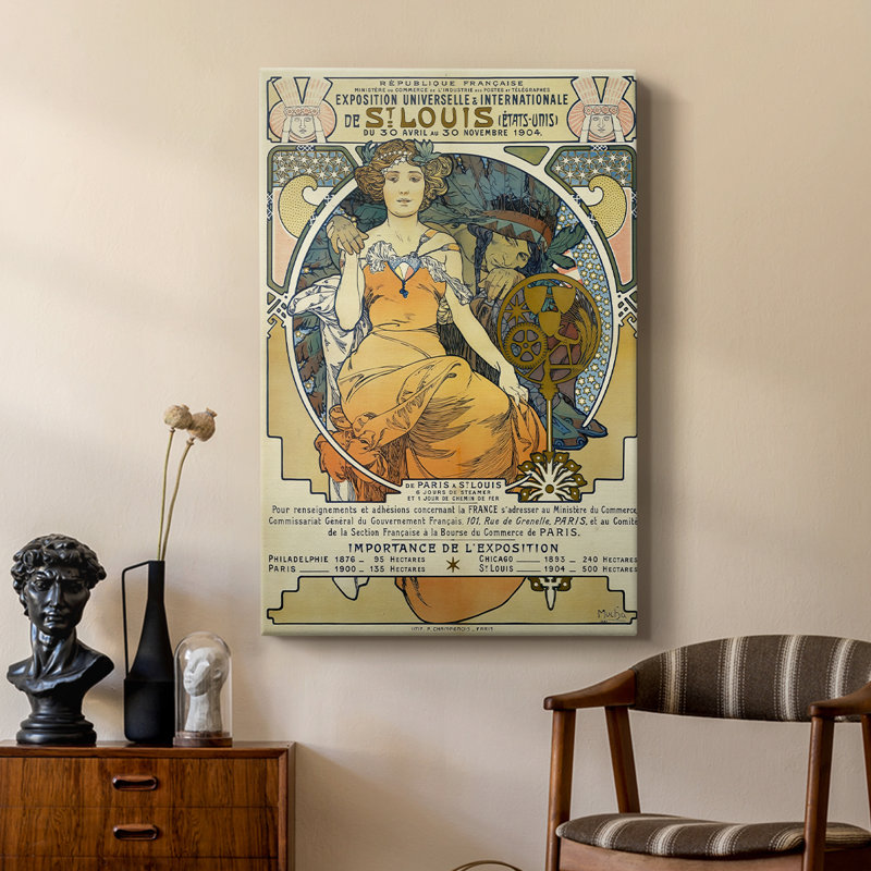 Exposition universelle et internationale de Saint-Louis, 1904 - Toile tendue avec châssis par Alphonse Mucha, 24 po x 36 po