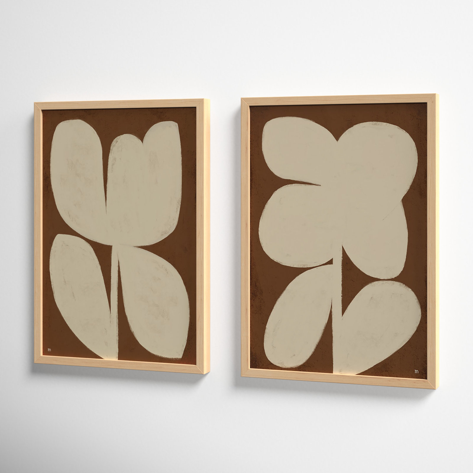 Flower 2-Piece Painting Set, 20" H x 14" W x 1.25" D, Maple Framed