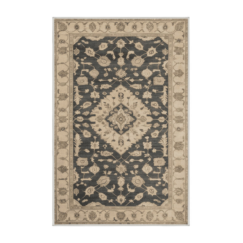 Machine Washable Overdyed Beige Area Rug, Rectangle 3' x 5'