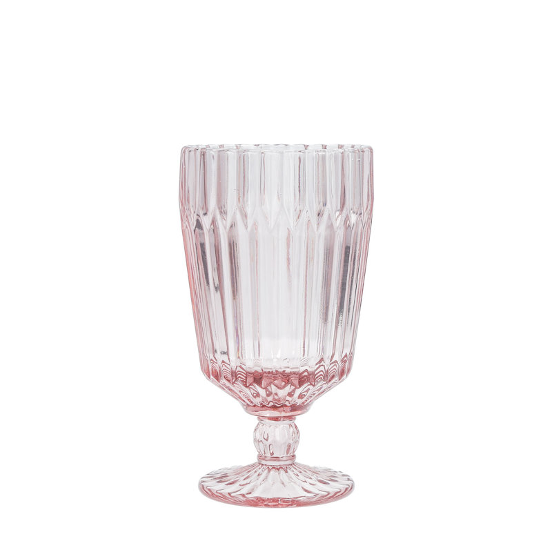 Fortessa Archie Glass, 14 Ounce Goblet Glass (Set of 6), Pink