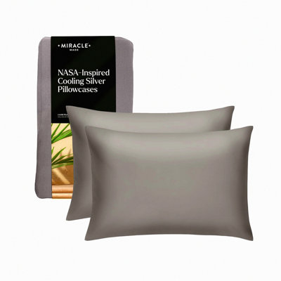 Cooling Silver Stone Pillowcase Set - 2 Pack, Miracle Clean Lyocell Fabric, 300-Thread-Count Breathable Protector for Sensitive Skin