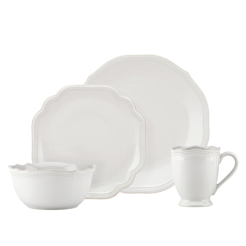 Lenox French Perle Bead 4 Piece Place Setting, Service for 1, White