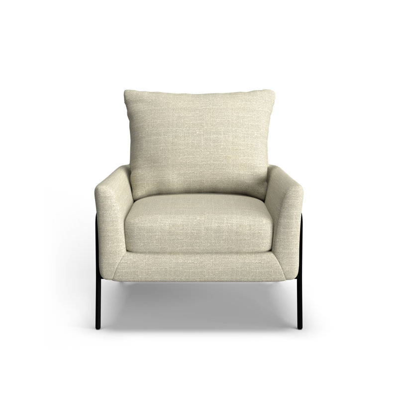 Chaise d'appoint avec pieds en métal noir, Ivoire - 22533