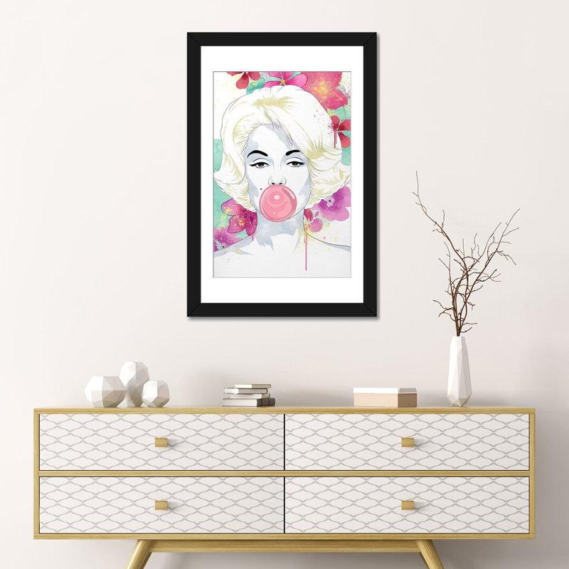 Mod Marilyn, impression sur toile, H 24 po x l 16 po x P 1 po, Papier avec cadre noir, Blanc
