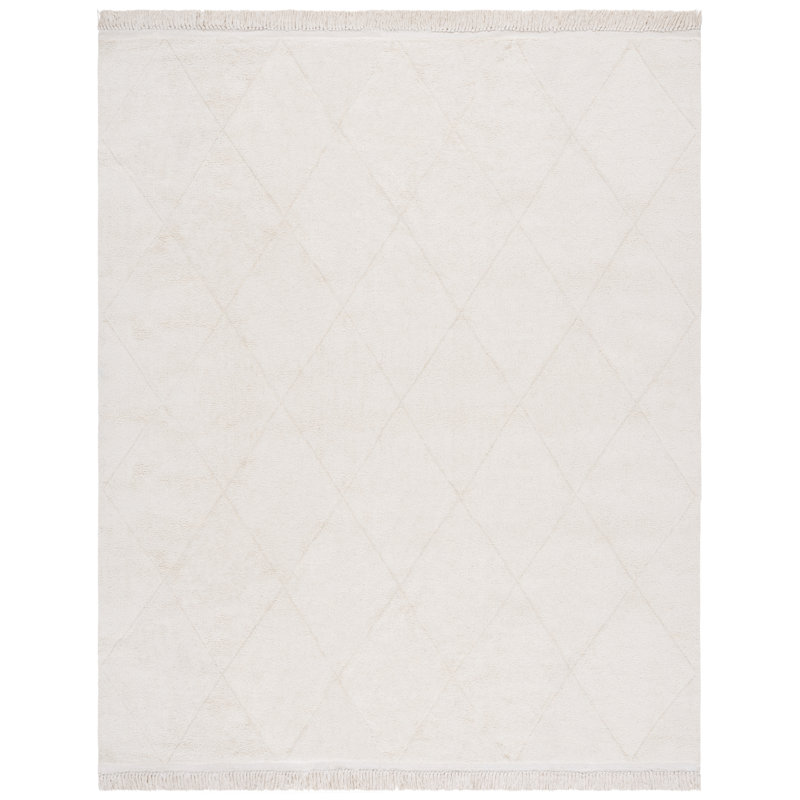 Fredis Hand Woven Recyclyed Cotton Pile Machine Washable Geometric Rug, Rectangle 8' x 10'
