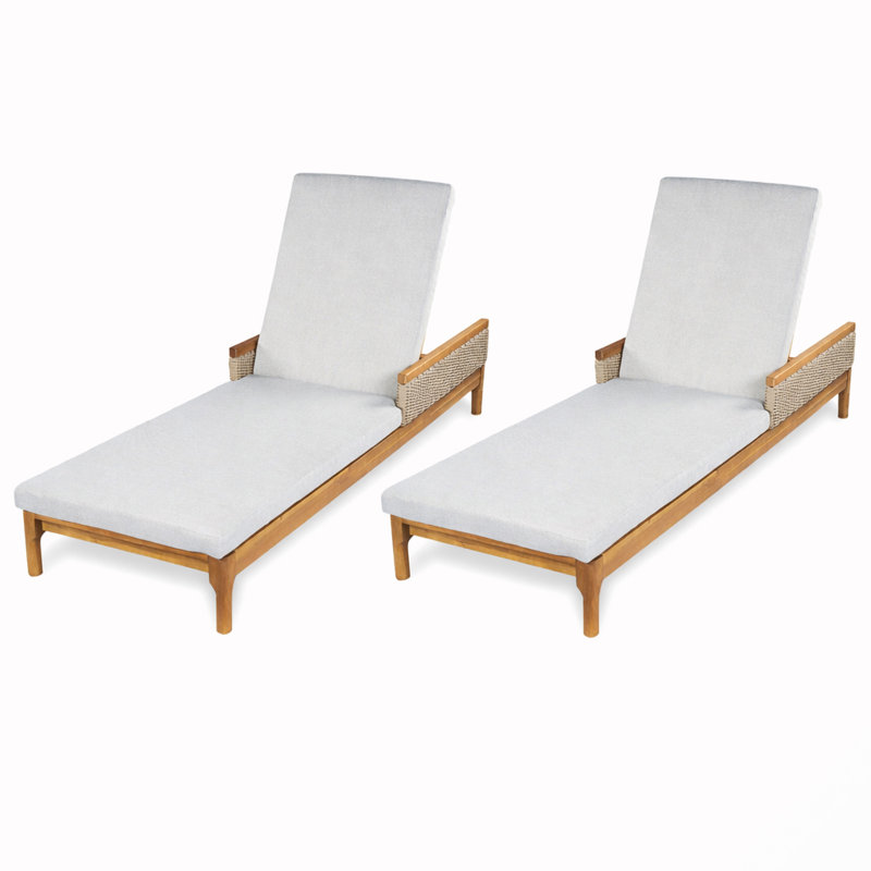 Chaise longue de patio avec coussins (ensemble de 2), Light Grey