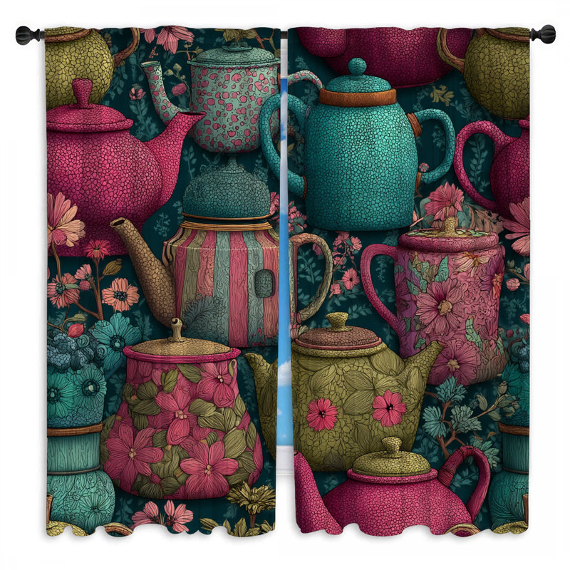 Rideaux obscurcissant et obscurcissant Teapots, 40in x 50in - 2 panels, Transparent