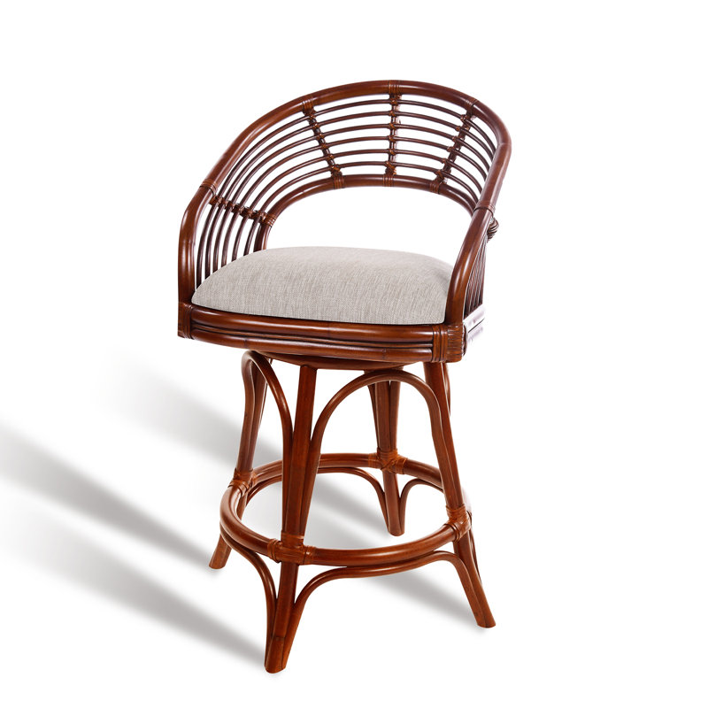 Danetra Swivel Stool, Tan/Red Brown Frame, Counter Stool (27" Seat Height)