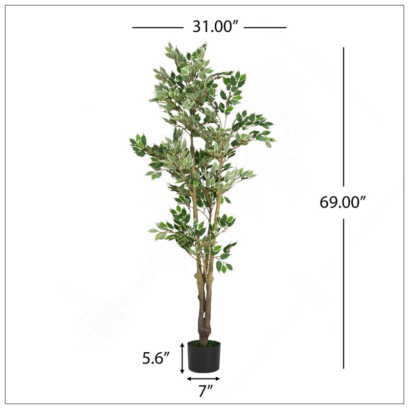 Ficus artificiel avec pot, H 69 po x l 31 po x P 31 po