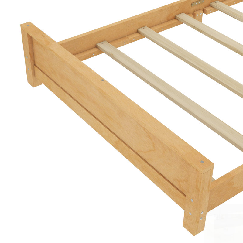 Base de lit plateforme en bois massif à profil bas avec tête de lit et lattes de soutien pour un confort et une durabilité accrus