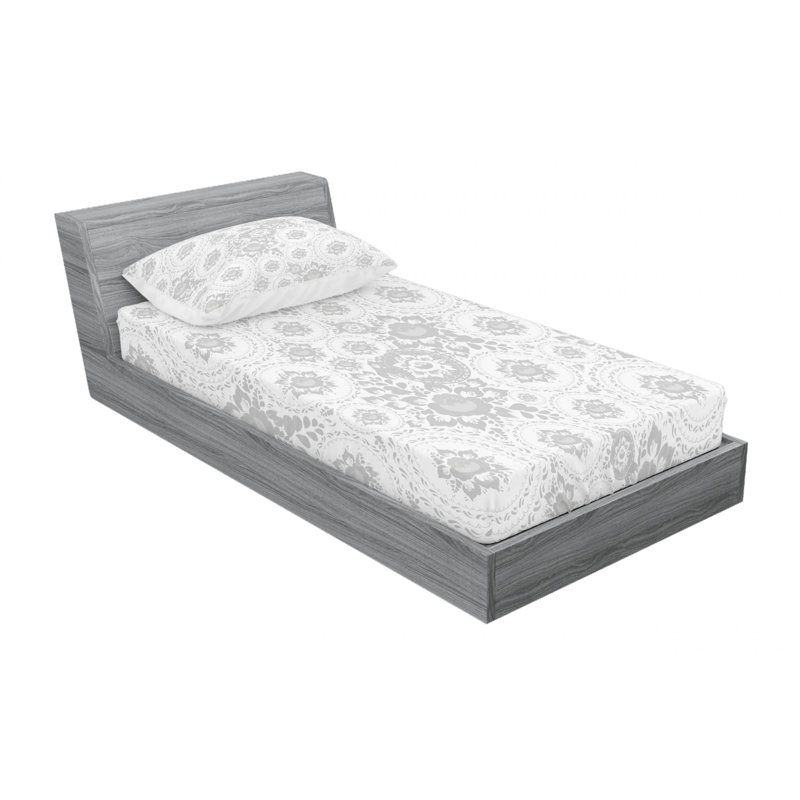 Gray Floral Twin Microfiber Sheet Set with Pillowcase
