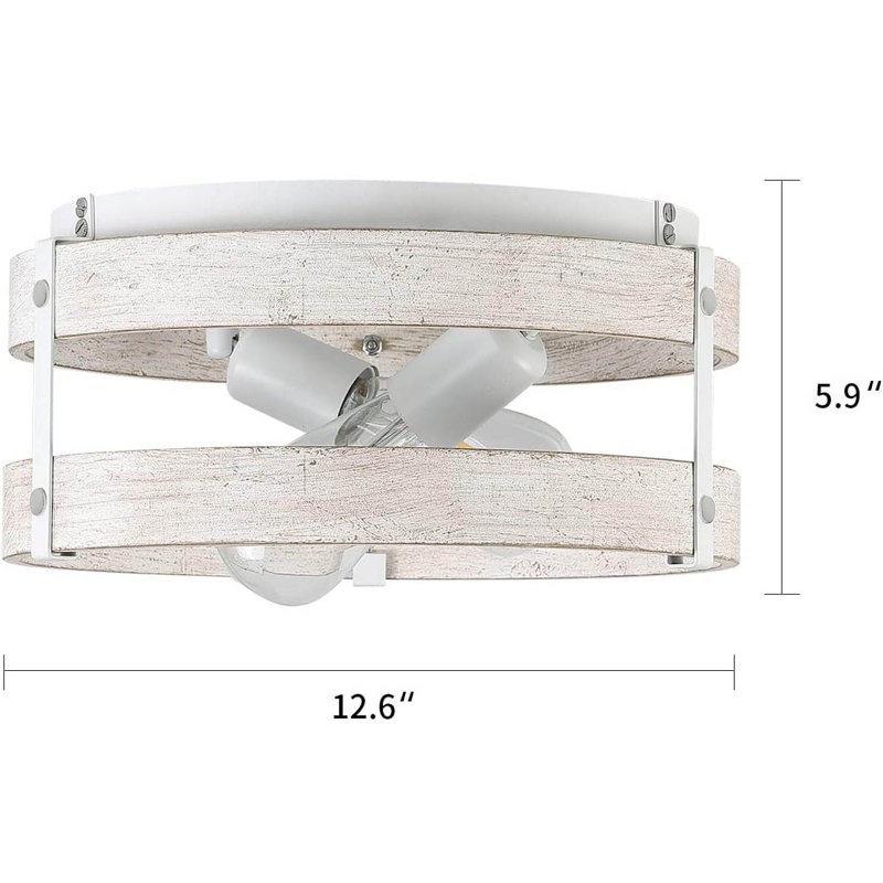 Plafonnier encastré 2 lumières Rustic Farmhouse, Patiné