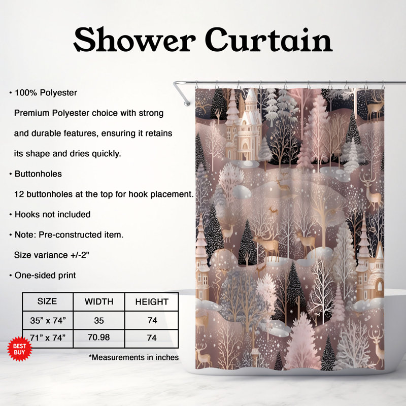 Rideau de douche Snow Fairy - Premium, H 74 po x l 71 po